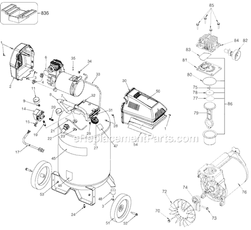 Page A Diagram and Parts List for 919-16728 Type 0 Black and Decker Compressor